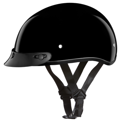 Color - Gloss - D.O.T. Daytona Skull Cap Jr.- Hi-Gloss Black