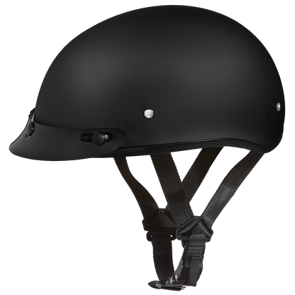 Color - Black - DOT Approved Daytona Skull Cap Half Shell Motorcycle Helmet - Beanie Style for Motorcycles, Cruisers, Scooters, and Mopeds - Dull Black