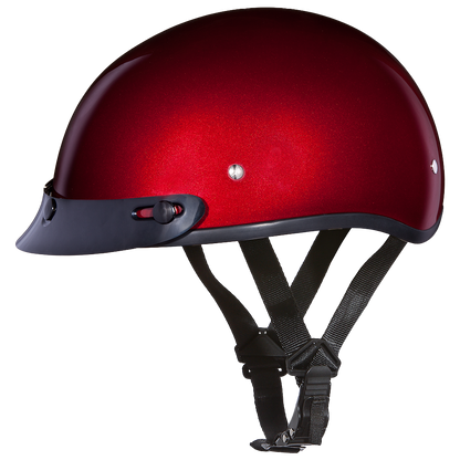 Color - Black - DOT Approved Daytona Skull Cap Half Shell Motorcycle Helmet - Beanie Style for Motorcycles, Cruisers, Scooters, and Mopeds - Black Cherry
