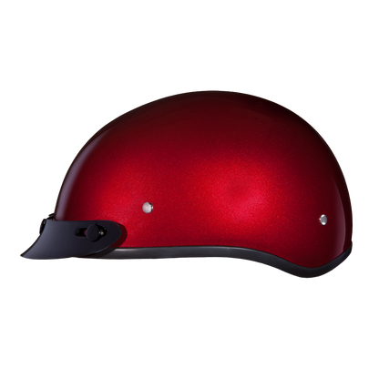 Color - Black - DOT Approved Daytona Skull Cap Half Shell Motorcycle Helmet - Beanie Style for Motorcycles, Cruisers, Scooters, and Mopeds - Black Cherry