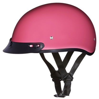 Color - Gloss - DOT Approved Daytona Skull Cap Half Shell Motorcycle Helmet - Beanie Style for Motorcycles, Cruisers, Scooters, and Mopeds - Hi-Gloss Pink