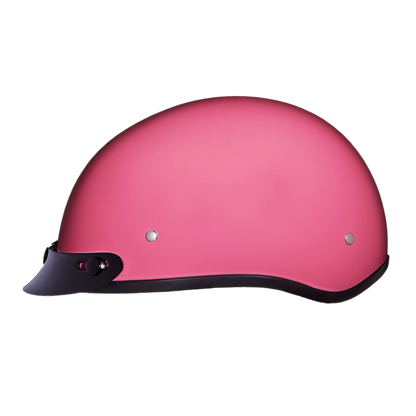 Color - Gloss - DOT Approved Daytona Skull Cap Half Shell Motorcycle Helmet - Beanie Style for Motorcycles, Cruisers, Scooters, and Mopeds - Hi-Gloss Pink