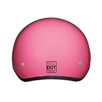 Color - Gloss - DOT Approved Daytona Skull Cap Half Shell Motorcycle Helmet - Beanie Style for Motorcycles, Cruisers, Scooters, and Mopeds - Hi-Gloss Pink