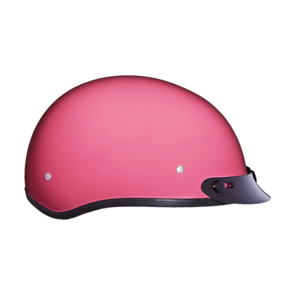 Color - Gloss - DOT Approved Daytona Skull Cap Half Shell Motorcycle Helmet - Beanie Style for Motorcycles, Cruisers, Scooters, and Mopeds - Hi-Gloss Pink