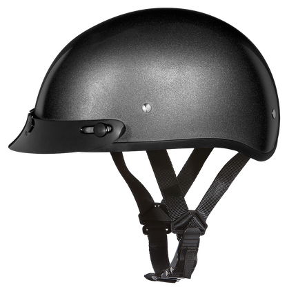 Color - Grey - DOT Approved Daytona Skull Cap Half Shell Motorcycle Helmet - Beanie Style for Motorcycles, Cruisers, Scooters, and Mopeds - Gun Metal Grey Metallic