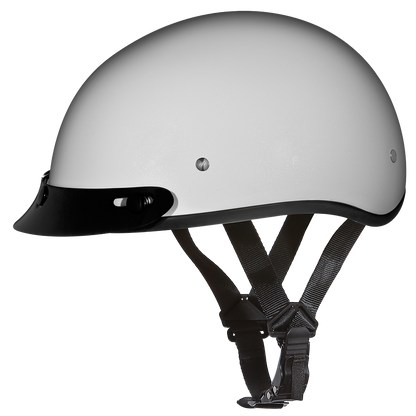 Color - White - DOT Approved Daytona Skull Cap Half Shell Motorcycle Helmet - Beanie Style for Motorcycles, Cruisers, Scooters, and Mopeds - Pearl White
