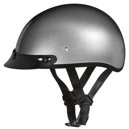 Color - Silver - DOT Approved Daytona Skull Cap Half Shell Motorcycle Helmet - Beanie Style for Motorcycles, Cruisers, Scooters, and Mopeds - Silver Metallic