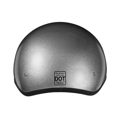 Color - Silver - DOT Approved Daytona Skull Cap Half Shell Motorcycle Helmet - Beanie Style for Motorcycles, Cruisers, Scooters, and Mopeds - Silver Metallic