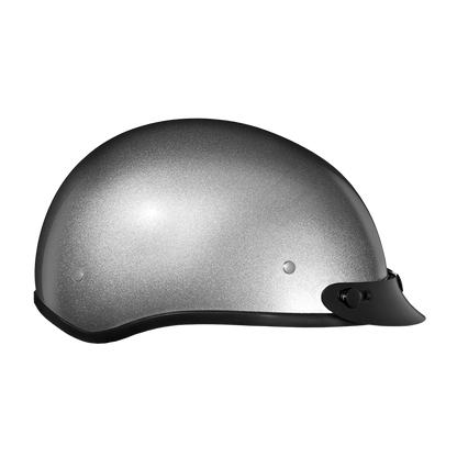 Color - Silver - DOT Approved Daytona Skull Cap Half Shell Motorcycle Helmet - Beanie Style for Motorcycles, Cruisers, Scooters, and Mopeds - Silver Metallic