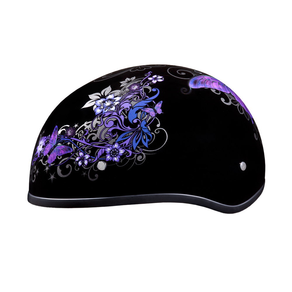floral half motorcycle helmets Daytona Skull Cap- Graphics Butterfly XL