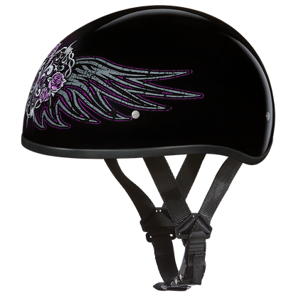 Color - Default - DOT Approved Daytona Motorcycle Half Face Helmet - Skull Cap Graphics for Men & Women, Scooters, ATVs, UTVs & Choppers - W/ Barbed Wire Heart