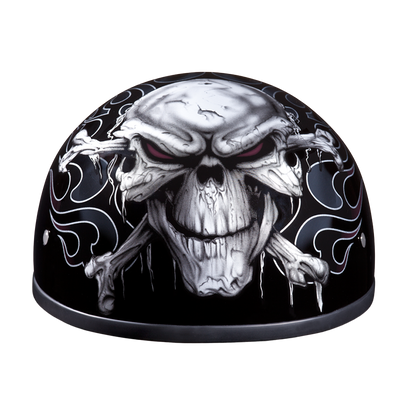 Color - Default - DOT Approved Daytona Motorcycle Half Face Helmet - Skull Cap Graphics for Men & Women, Scooters, ATVs, UTVs & Choppers - W/ Cross Bones