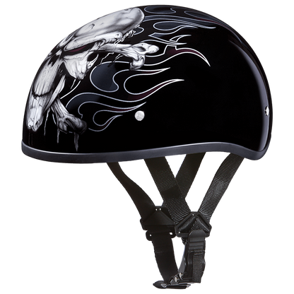 Color - Default - DOT Approved Daytona Motorcycle Half Face Helmet - Skull Cap Graphics for Men & Women, Scooters, ATVs, UTVs & Choppers - W/ Cross Bones