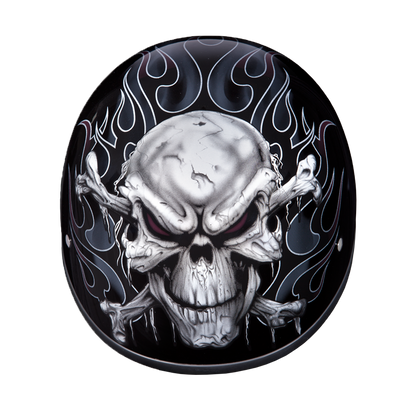 Color - Default - DOT Approved Daytona Motorcycle Half Face Helmet - Skull Cap Graphics for Men & Women, Scooters, ATVs, UTVs & Choppers - W/ Cross Bones