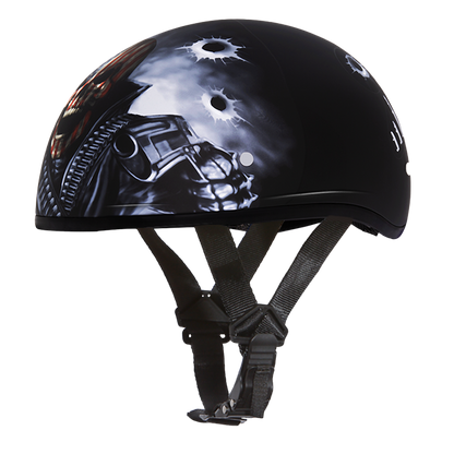Color - Default - DOT Approved Daytona Motorcycle Half Face Helmet - Skull Cap Graphics for Men & Women, Scooters, ATVs, UTVs & Choppers - W/ Come Get 'Em