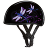 DOT Approved Daytona Motorcycle Half Face Helmet - Skull Cap Graphics for Men & Women, Scooters, ATVs, UTVs & Choppers - W/ Dragonfly