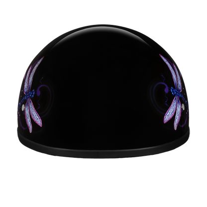 Color - Default - DOT Approved Daytona Motorcycle Half Face Helmet - Skull Cap Graphics for Men & Women, Scooters, ATVs, UTVs & Choppers - W/ Dragonfly
