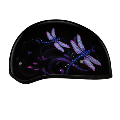 Color - Default - DOT Approved Daytona Motorcycle Half Face Helmet - Skull Cap Graphics for Men & Women, Scooters, ATVs, UTVs & Choppers - W/ Dragonfly