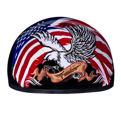 Color - Default - DOT Approved Daytona Motorcycle Half Face Helmet - Skull Cap Graphics for Men & Women, Scooters, ATVs, UTVs & Choppers - W/ Freedom 2.0