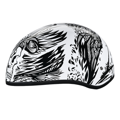 Color - Default - DOT Approved Daytona Motorcycle Half Face Helmet - Skull Cap Graphics for Men & Women, Scooters, ATVs, UTVs & Choppers - W/ Live Fast