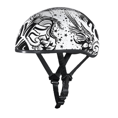 Color - Default - DOT Approved Daytona Motorcycle Half Face Helmet - Skull Cap Graphics for Men & Women, Scooters, ATVs, UTVs & Choppers - W/ Lovesee