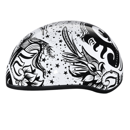 Color - Default - DOT Approved Daytona Motorcycle Half Face Helmet - Skull Cap Graphics for Men & Women, Scooters, ATVs, UTVs & Choppers - W/ Lovesee