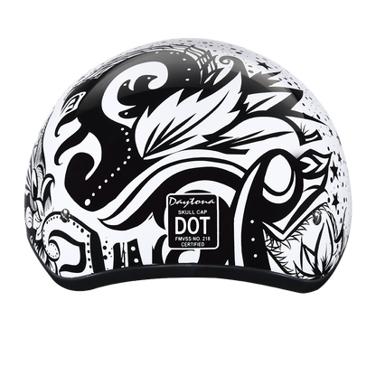 Color - Default - DOT Approved Daytona Motorcycle Half Face Helmet - Skull Cap Graphics for Men & Women, Scooters, ATVs, UTVs & Choppers - W/ Lovesee