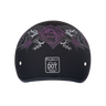 DOT Approved Daytona Motorcycle Half Face Helmet - Skull Cap Graphics for Men & Women, Scooters, ATVs, UTVs & Choppers - W/ Purple Rose