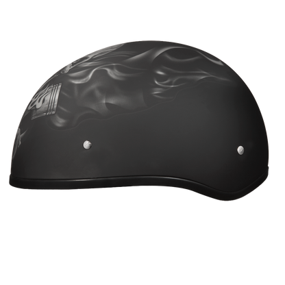 Color - Default - DOT Approved Daytona Motorcycle Half Face Helmet - Skull Cap Graphics for Men & Women, Scooters, ATVs, UTVs & Choppers - W/  Pistons Skull