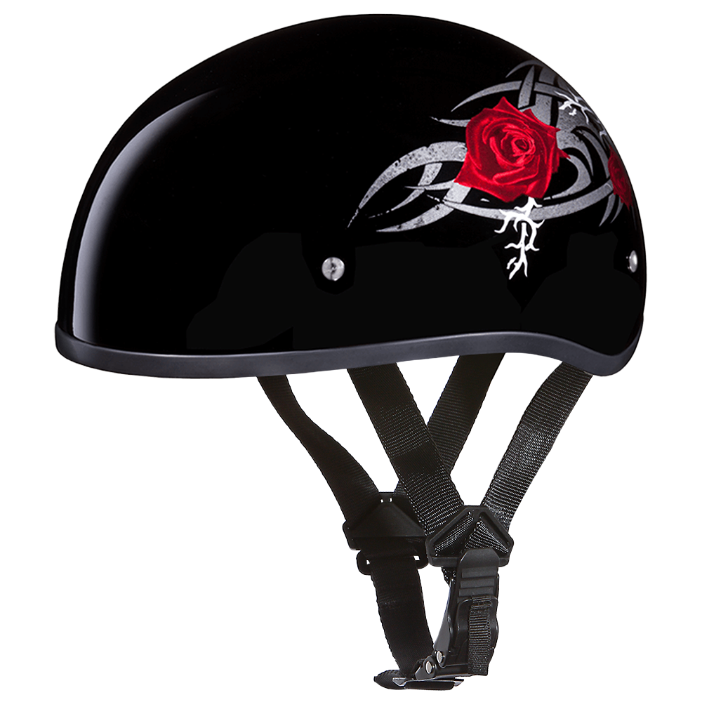 Daytona Skull Cap Rose Half Helmet, S