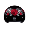 DOT Approved Daytona Motorcycle Half Face Helmet - Skull Cap Graphics for Men & Women, Scooters, ATVs, UTVs & Choppers - W/ Rose