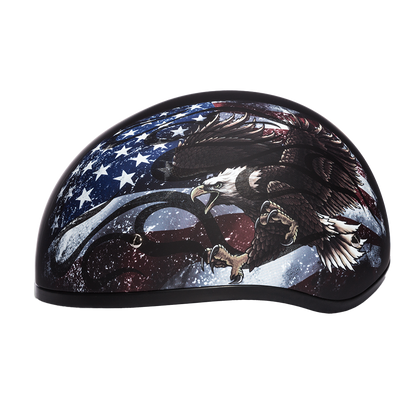 Color - Default - DOT Approved Daytona Motorcycle Half Face Helmet - Skull Cap Graphics for Men & Women, Scooters, ATVs, UTVs & Choppers - W/ USA