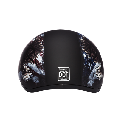 Color - Default - DOT Approved Daytona Motorcycle Half Face Helmet - Skull Cap Graphics for Men & Women, Scooters, ATVs, UTVs & Choppers - W/ USA