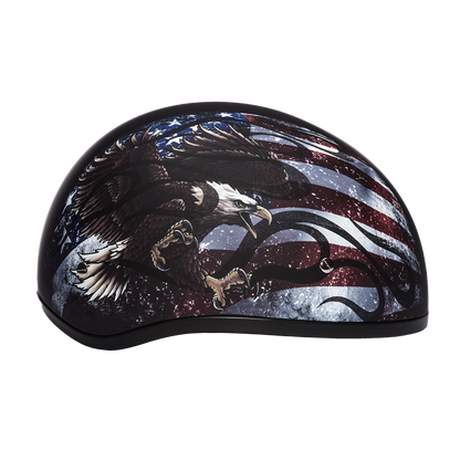 Color - Default - DOT Approved Daytona Motorcycle Half Face Helmet - Skull Cap Graphics for Men & Women, Scooters, ATVs, UTVs & Choppers - W/ USA