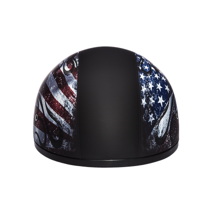 Color - Default - DOT Approved Daytona Motorcycle Half Face Helmet - Skull Cap Graphics for Men & Women, Scooters, ATVs, UTVs & Choppers - W/ USA