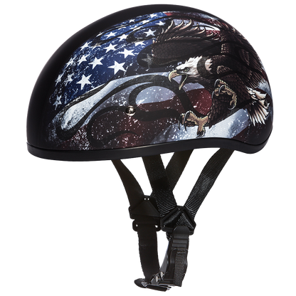Color - Default - DOT Approved Daytona Motorcycle Half Face Helmet - Skull Cap Graphics for Men & Women, Scooters, ATVs, UTVs & Choppers - W/ USA