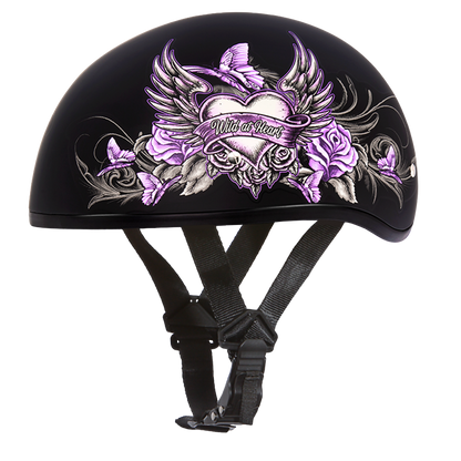 Color - Default - DOT Approved Daytona Motorcycle Half Face Helmet - Skull Cap Graphics for Men & Women, Scooters, ATVs, UTVs & Choppers - W/ Wild At Heart