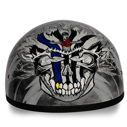 Color - Default - DOT Approved Daytona Motorcycle Half Face Helmet - Skull Cap Graphics for Men & Women, Scooters, ATVs, UTVs & Choppers - W/ Thunder