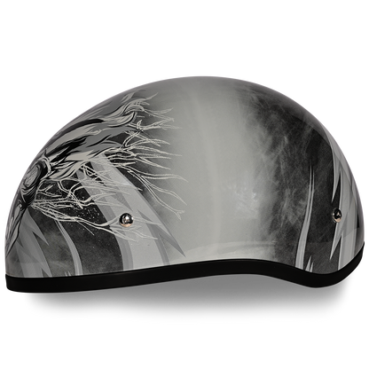 Color - Default - DOT Approved Daytona Motorcycle Half Face Helmet - Skull Cap Graphics for Men & Women, Scooters, ATVs, UTVs & Choppers - W/ Thunder