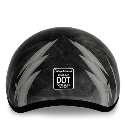Color - Default - DOT Approved Daytona Motorcycle Half Face Helmet - Skull Cap Graphics for Men & Women, Scooters, ATVs, UTVs & Choppers - W/ Thunder