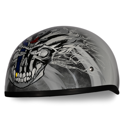 Color - Default - DOT Approved Daytona Motorcycle Half Face Helmet - Skull Cap Graphics for Men & Women, Scooters, ATVs, UTVs & Choppers - W/ Thunder
