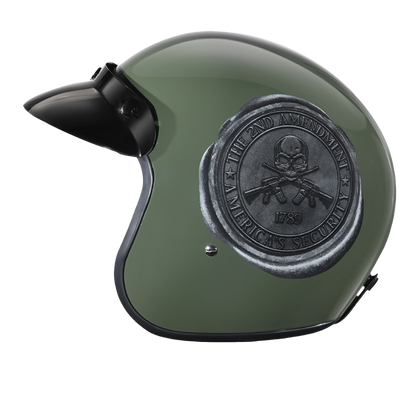 Color - Default - DOT Approved Daytona Cruiser Open Face Motorcycle Helmet - Men, Women & Youth - With Visor & Graphics - W/ 2nd Amendment Seal