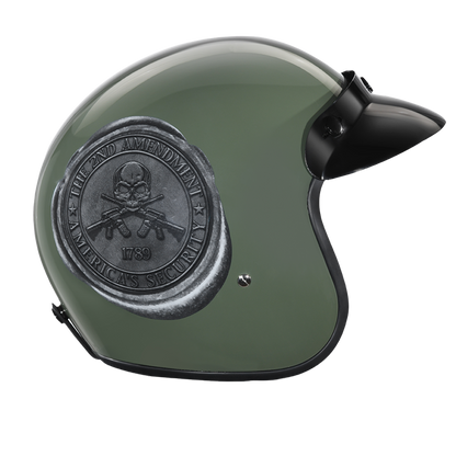 Color - Default - DOT Approved Daytona Cruiser Open Face Motorcycle Helmet - Men, Women & Youth - With Visor & Graphics - W/ 2nd Amendment Seal