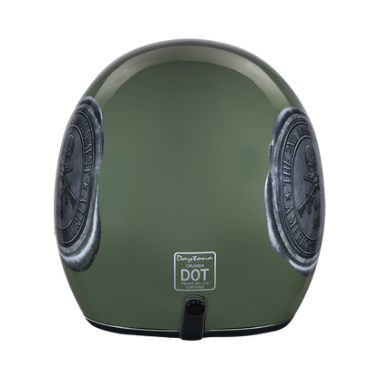 Color - Default - DOT Approved Daytona Cruiser Open Face Motorcycle Helmet - Men, Women & Youth - With Visor & Graphics - W/ 2nd Amendment Seal