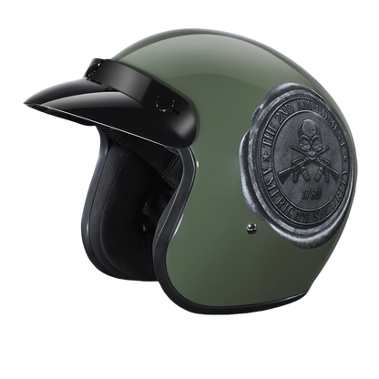 Color - Default - DOT Approved Daytona Cruiser Open Face Motorcycle Helmet - Men, Women & Youth - With Visor & Graphics - W/ 2nd Amendment Seal
