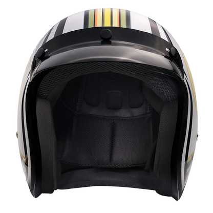 Color - Default - DOT Approved Daytona Cruiser Open Face Motorcycle Helmet - Men, Women & Youth - With Visor & Graphics - W/ Lightning