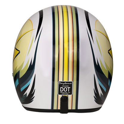 Color - Default - DOT Approved Daytona Cruiser Open Face Motorcycle Helmet - Men, Women & Youth - With Visor & Graphics - W/ Lightning
