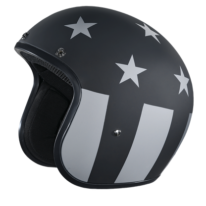 Color - Default - DOT Approved Daytona Cruiser Open Face Motorcycle Helmet - Men, Women & Youth - With Visor & Graphics - W/ Captain America Stealth