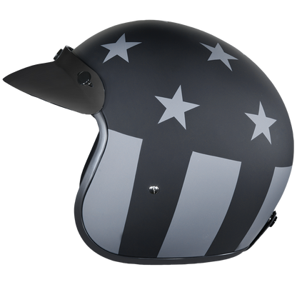 Color - Default - DOT Approved Daytona Cruiser Open Face Motorcycle Helmet - Men, Women & Youth - With Visor & Graphics - W/ Captain America Stealth