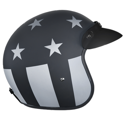 Color - Default - DOT Approved Daytona Cruiser Open Face Motorcycle Helmet - Men, Women & Youth - With Visor & Graphics - W/ Captain America Stealth